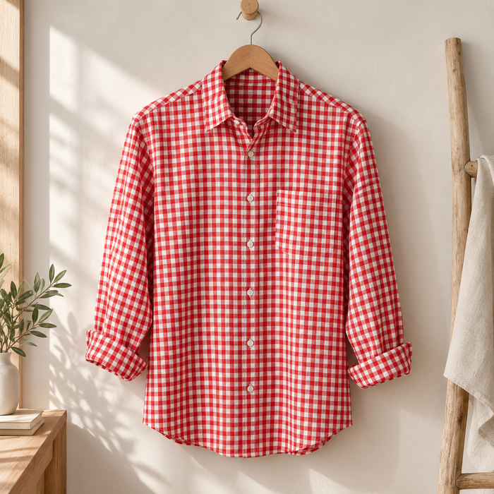 Cotone zefir quadro – una camicia da uomo abbottonata