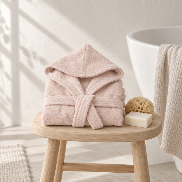 Spugna bamboo – un accappatoio da neonato con cappuccio