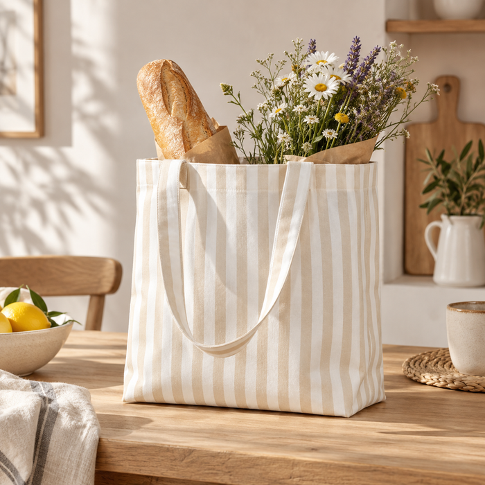 Panama coordinati – una shopper con manici piatti e fondo squadrato