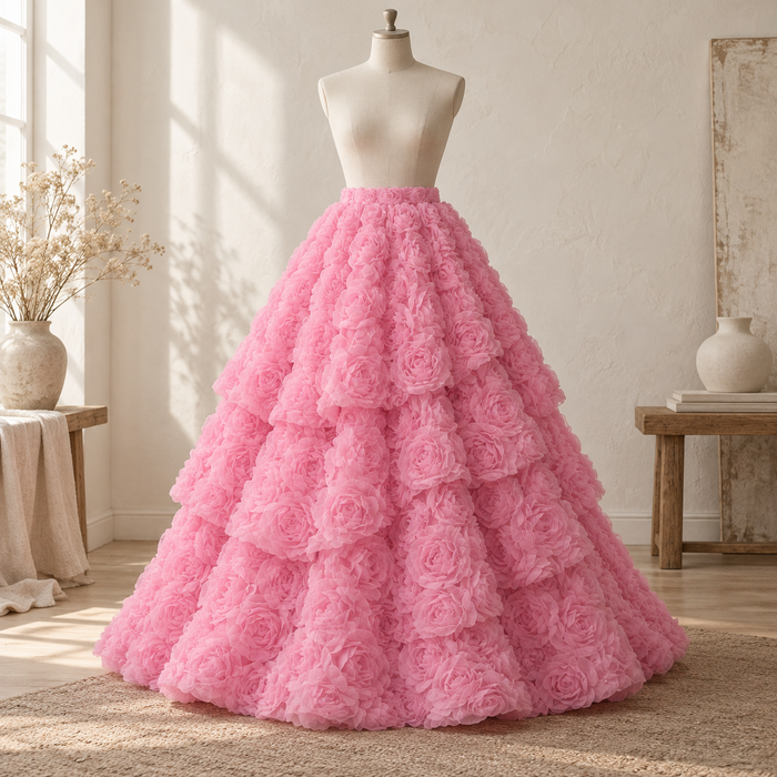 Tulle Rose 3D – una gonna da cerimonia lunga