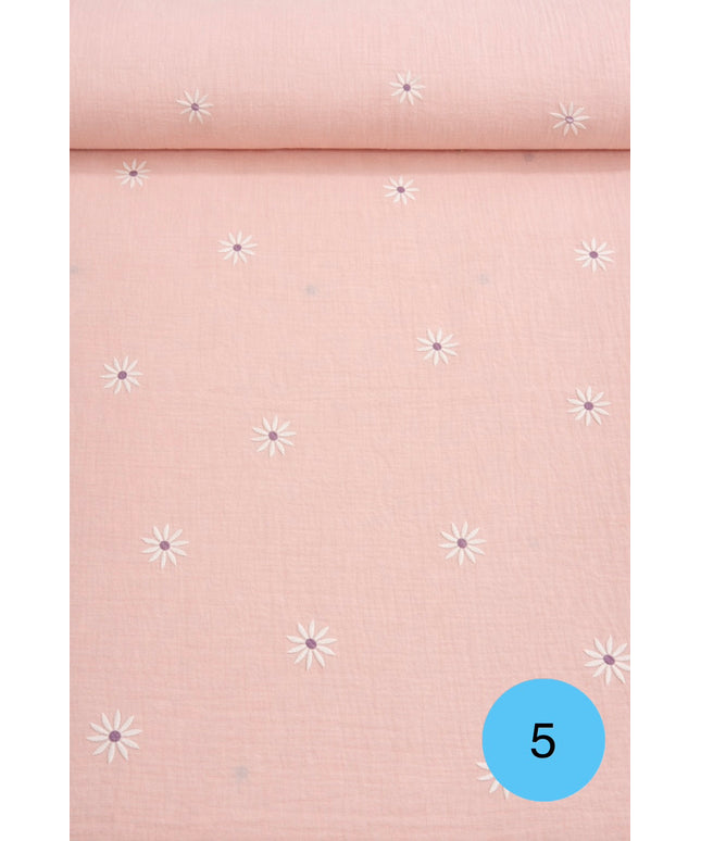 Mussola Doppia Garza Ricamata Flowers