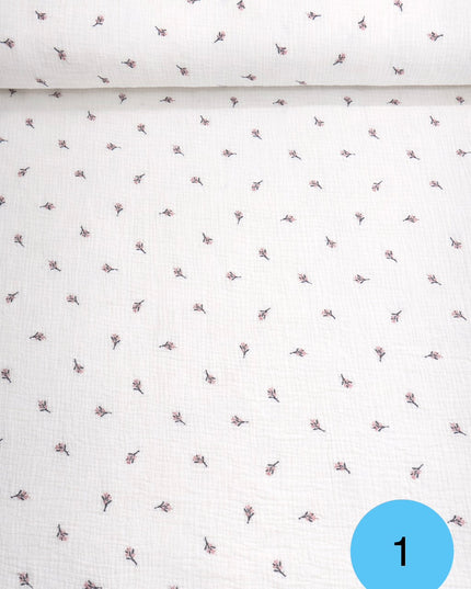 Mussola Doppia Garza Ricamata Flowers