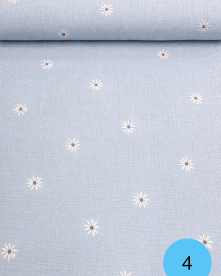 Mussola Doppia Garza Ricamata Flowers