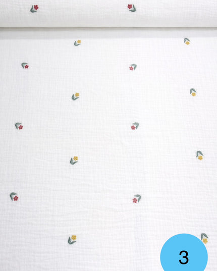 Mussola Doppia Garza Ricamata Flowers