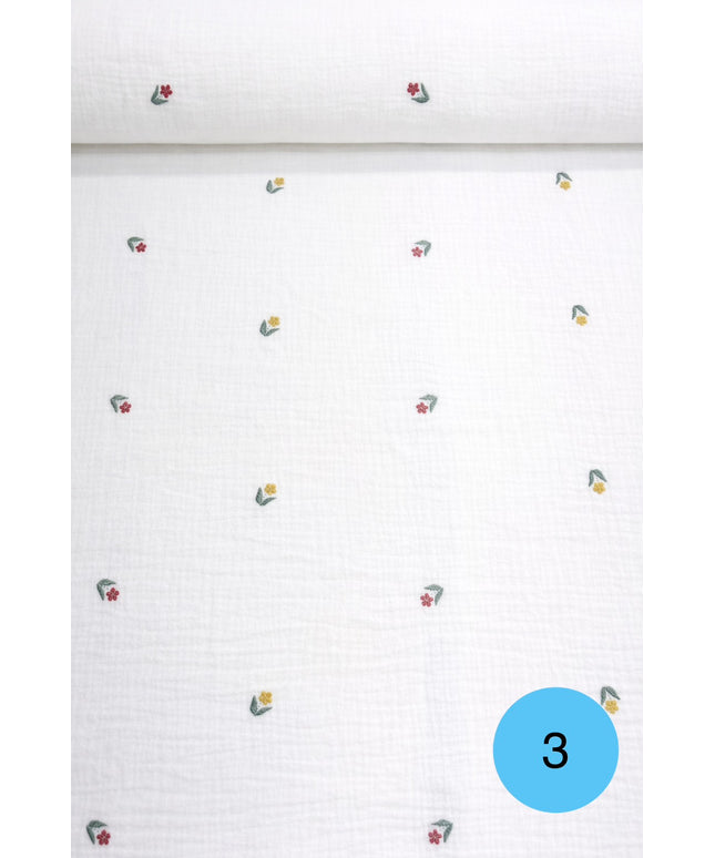 Mussola Doppia Garza Ricamata Flowers